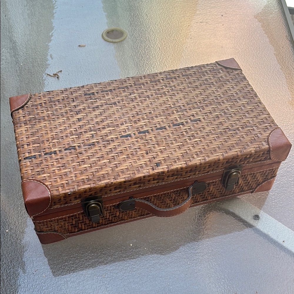 Woven Brown Decorative Suitcase - Picture 6 of 6